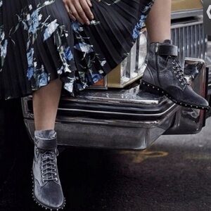 Stylish Vince Camino Grey Velvet Studded Women's Motto Boots